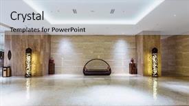  Presentation with lobby - PPT theme having urban design - lobby of hotel background and a lemonade colored foreground