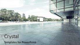  Presentation with modern building - Presentation theme consisting of urban design - modern building glass wall background and a light gray colored foreground