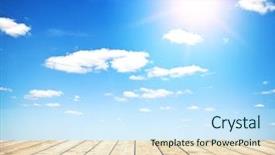  Presentation with blue sky - Slide set featuring urban design - wooden boards over a blue background and a sky blue colored foreground