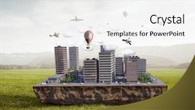  Presentation with development - Slide set featuring urban development project mixed media background and a  colored foreground