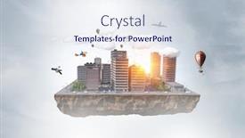  Presentation with development - PPT theme having urban-development-project-mixed-media background and a sky blue colored foreground