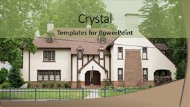  Presentation with tudor - PPT layouts featuring urban english tudor stucco home background and a seafoam green colored foreground