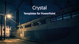  Presentation with city chicago - Presentation theme with urban factory with smokestack background and a navy blue colored foreground