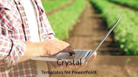  Presentation with farming - Audience pleasing presentation theme consisting of urban farming - farmer using laptop in field backdrop and a coral colored foreground