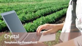  Presentation with farming - Slides consisting of urban farming - farmer using laptop in field background and a coral colored foreground