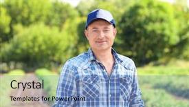  Presentation with farming - Cool new presentation with urban farming - mature farmer in field backdrop and a light blue colored foreground