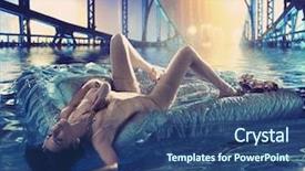  Presentation with water sources inspection - Slide set consisting of urban floods - elegant lady floating on water background and a ocean colored foreground