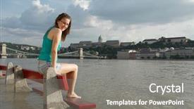  Presentation with flood - Colorful slides enhanced with urban floods - girl sitting on a bench backdrop and a gray colored foreground