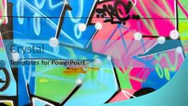  Presentation with graffiti - Cool new presentation theme with urban-graffiti-close-up backdrop and a teal colored foreground