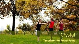  Presentation with urban green - Presentation theme enhanced with urban green - group of people background and a  colored foreground