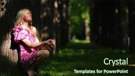  Presentation with urban green - PPT theme consisting of urban green - woman sitting on a shady background and a  colored foreground