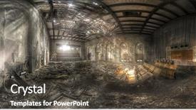 Presentation with abandoned - Slides featuring urban grunge - panorama of an abandoned theater background and a dark gray colored foreground