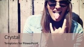  Presentation with cool - Colorful slide deck enhanced with urban grunge - portrait of beautiful cool girl backdrop and a  colored foreground