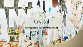  Presentation with posters - PPT theme consisting of urban grunge - torn advertisement posters background and a soft green colored foreground