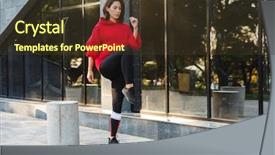  Presentation with exercises - Amazing theme having urban health program - confident fit sportswoman doing exercises backdrop and a tawny brown colored foreground