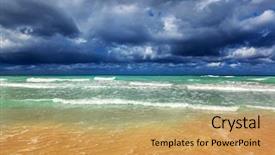  Presentation with beach wedding heart on sand - Presentation design enhanced with urban heat island - storm clouds over a sandy background and a yellow colored foreground