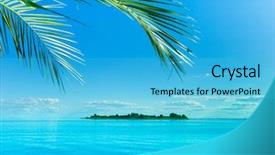  Presentation with waving palm branches - PPT layouts having urban heat island - view vacation palm background and a  colored foreground
