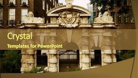  Presentation with historical architecture - PPT layouts featuring urban historical architecture in street background and a tawny brown colored foreground