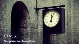  Presentation with historical architecture - Theme enhanced with urban historical architecture with vintage clock in street in london background and a wine colored foreground