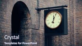  Presentation with historical architecture - Colorful presentation enhanced with urban historical architecture with vintage clock in street in london backdrop and a navy blue colored foreground