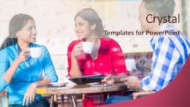  Presentation with coffee shop - Amazing slides having urban indian - three customers at coffee shop backdrop and a lemonade colored foreground