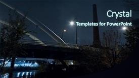  Presentation with city chicago - Beautiful slide set featuring urban industrial building with smokestack backdrop and a navy blue colored foreground