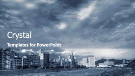  Presentation with scenery - PPT theme consisting of urban landscape - city scenery with building near background and a seafoam green colored foreground