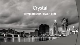  Presentation with skyscraper - Cool new PPT theme with urban landscape - cityscape in macao with skyscraper backdrop and a gray colored foreground