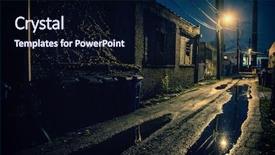  Presentation with rain city - Colorful slide deck enhanced with urban landscape - dark gritty and wet industrial backdrop and a wine colored foreground