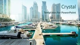  Presentation with marina - Slide set enhanced with urban landscape - dubai marina at sunset united background and a sky blue colored foreground