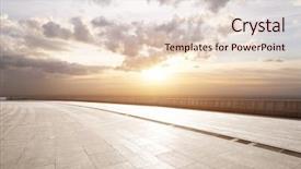  Presentation with blue sky - Presentation theme with urban landscape - empty brick floor with blue background and a  colored foreground