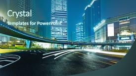  Presentation with shanghai - Cool new PPT layouts with urban landscape - light trails on the modern backdrop and a ocean colored foreground