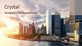  Presentation with taxi cabs new york city - Slide deck consisting of urban landscape - new york city manhattan background and a lemonade colored foreground