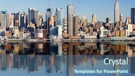  Presentation with new york city - Theme enhanced with urban landscape - new york city background and a ocean colored foreground