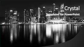  Presentation with singapore - Theme enhanced with urban landscape - night views of singapore marina background and a dark gray colored foreground