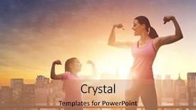  Presentation with woman sport - Slide deck featuring urban landscape healthy lifestyle family background and a coral colored foreground