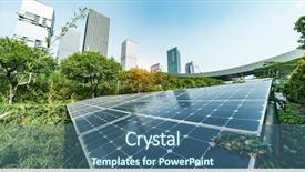  Presentation with solar panel - PPT layouts consisting of urban landscape landmarks ecological energy background and a ocean colored foreground
