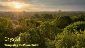  Presentation with urban green - Colorful theme enhanced with urban-landscape-with-green-park backdrop and a tawny brown colored foreground