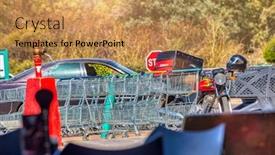  Presentation with motorbikes - Slide deck enhanced with urban-landscape-with-shopping-trolleys background and a yellow colored foreground