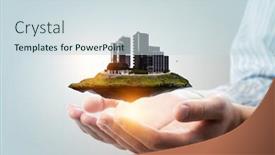  Presentation with urban - Colorful slides enhanced with urban-landscape-with-skyscrapers-mixed backdrop and a sky blue colored foreground