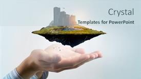  Presentation with urban - PPT layouts featuring urban-landscape-with-skyscrapers-mixed background and a sky blue colored foreground