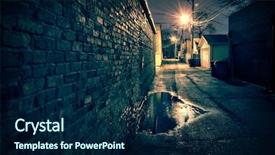  Presentation with ghetto gritty dark chicago city - PPT theme enhanced with gritty and wet chicago alley background and a navy blue colored foreground