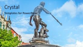  Presentation with christian holy communion symbol christianity - Beautiful slide set featuring urban legend - famous neptune fountain symbol backdrop and a light blue colored foreground