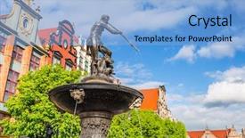  Presentation with symbol - Amazing presentation design having urban legend - famous neptune fountain symbol backdrop and a light blue colored foreground