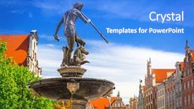  Presentation with old - Presentation theme with urban legend - fountain of the neptune background and a cobalt blue colored foreground