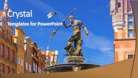  Presentation with poland - Amazing PPT theme having urban legend - fountain of the neptune backdrop and a teal colored foreground