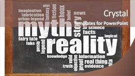  Presentation with cloud - Audience pleasing PPT theme consisting of urban legend - myth and reality word cloud backdrop and a violet colored foreground