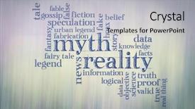  Presentation with cloud - Amazing PPT theme having urban legend - myth versus reality word cloud backdrop and a light gray colored foreground