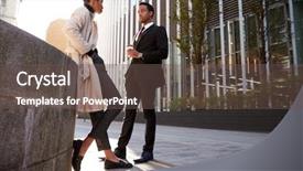  Presentation with octagon two mma fighters standing - PPT theme enhanced with urban life communication - two young adult colleagues standing background and a tawny brown colored foreground