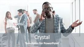  Presentation with mobile phone on car - PPT layouts enhanced with urban life communication - young businessman talking background and a  colored foreground